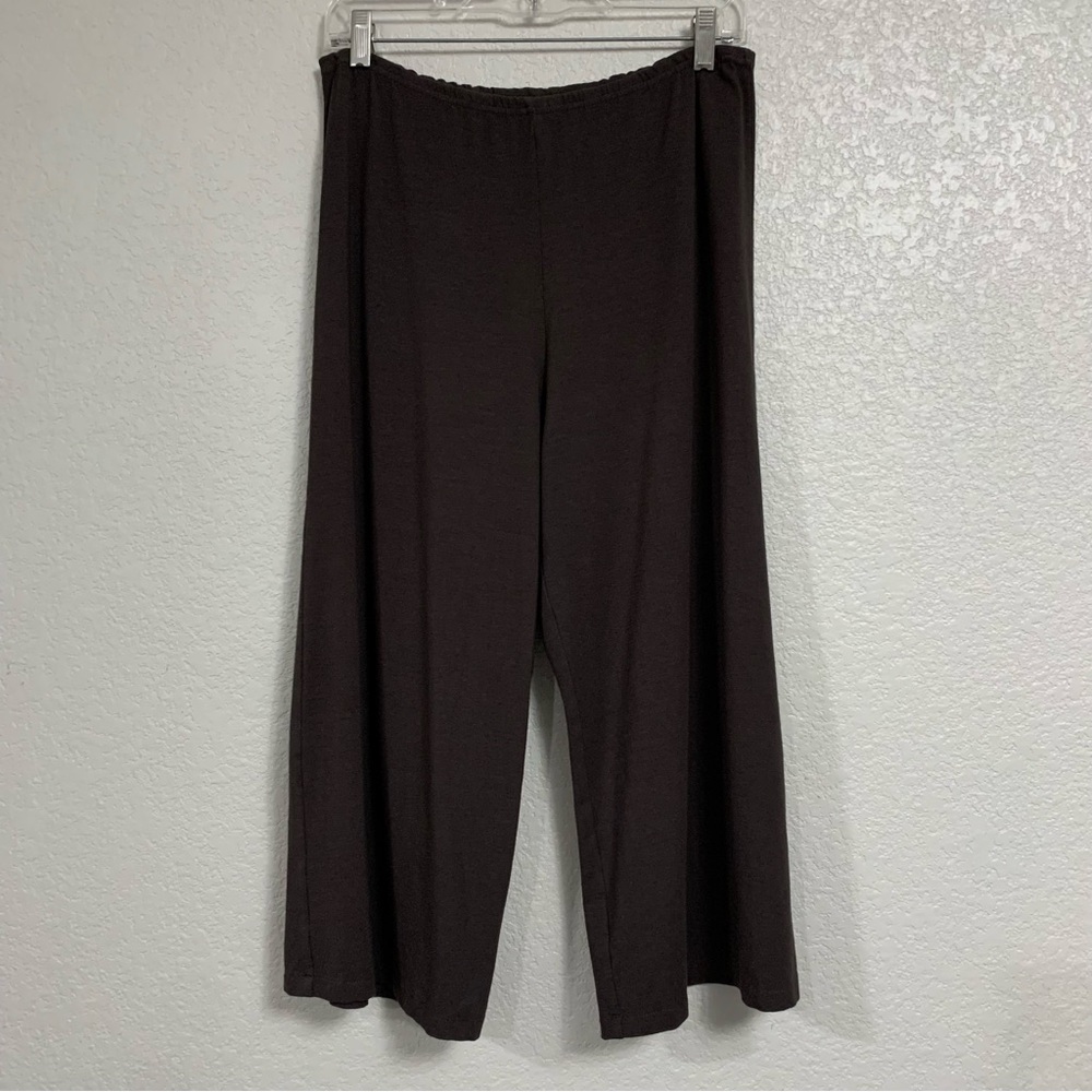 Bryn Walker Wide Leg Crop Pants  Womens S Lagenlook Bamboo Ankle Pull On Brown